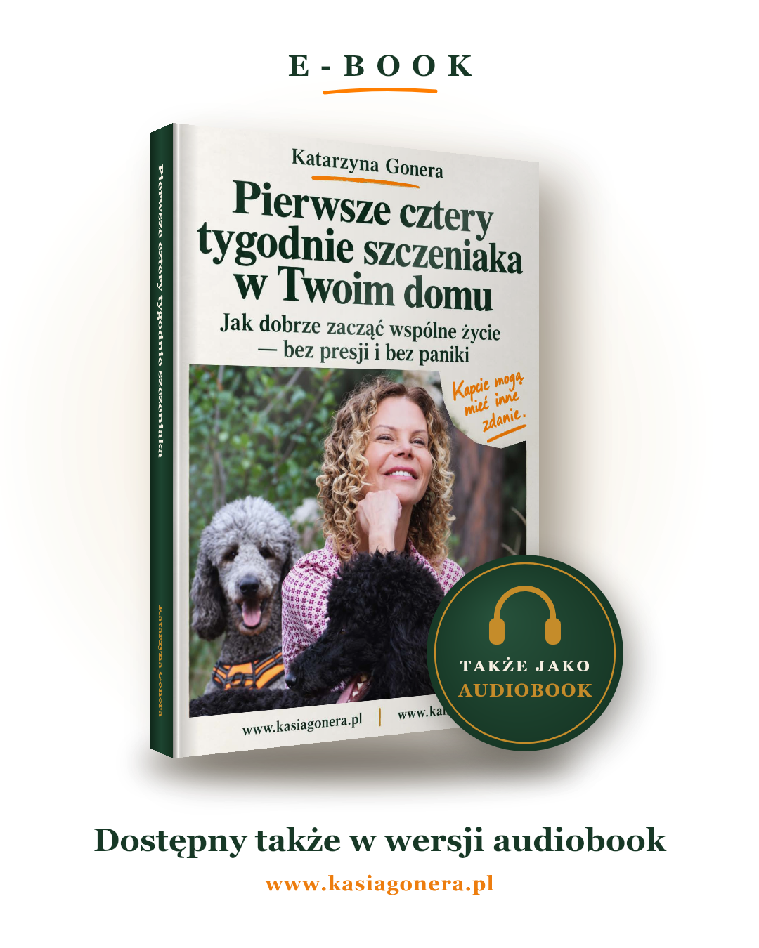 Pierwsze cztery tygodnie szczeniaka w Twoim domu — okładka e-booka i audiobooka Katarzyny Gonery